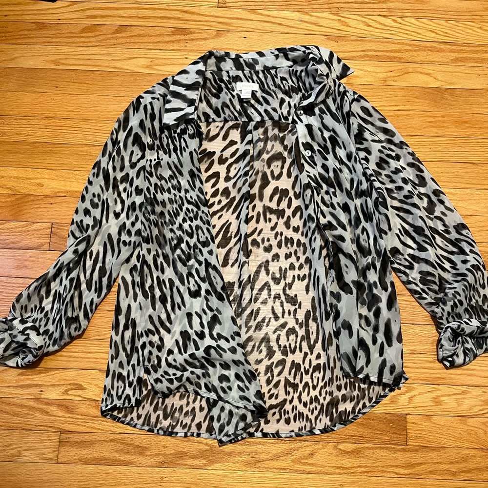 Chico’s Button Up Animal Print Blouse